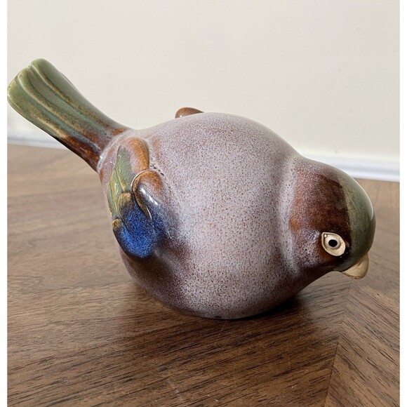 Chubby Sparrow Ceramic Pottery Bird Multicolored Bird Lovers Modern Farmhouse - Picture 4 of 11
